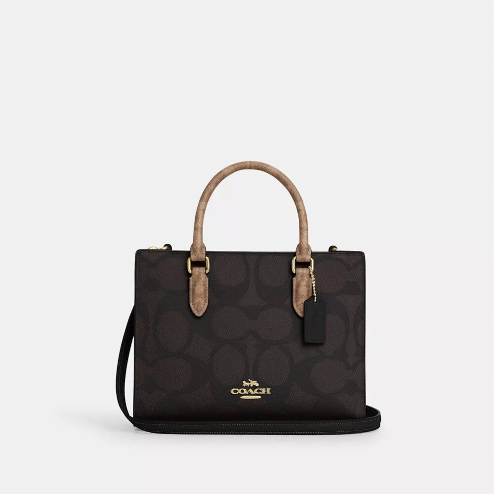 Blok Desenli Signature Canvas Maggie Küçük Tote Çantası