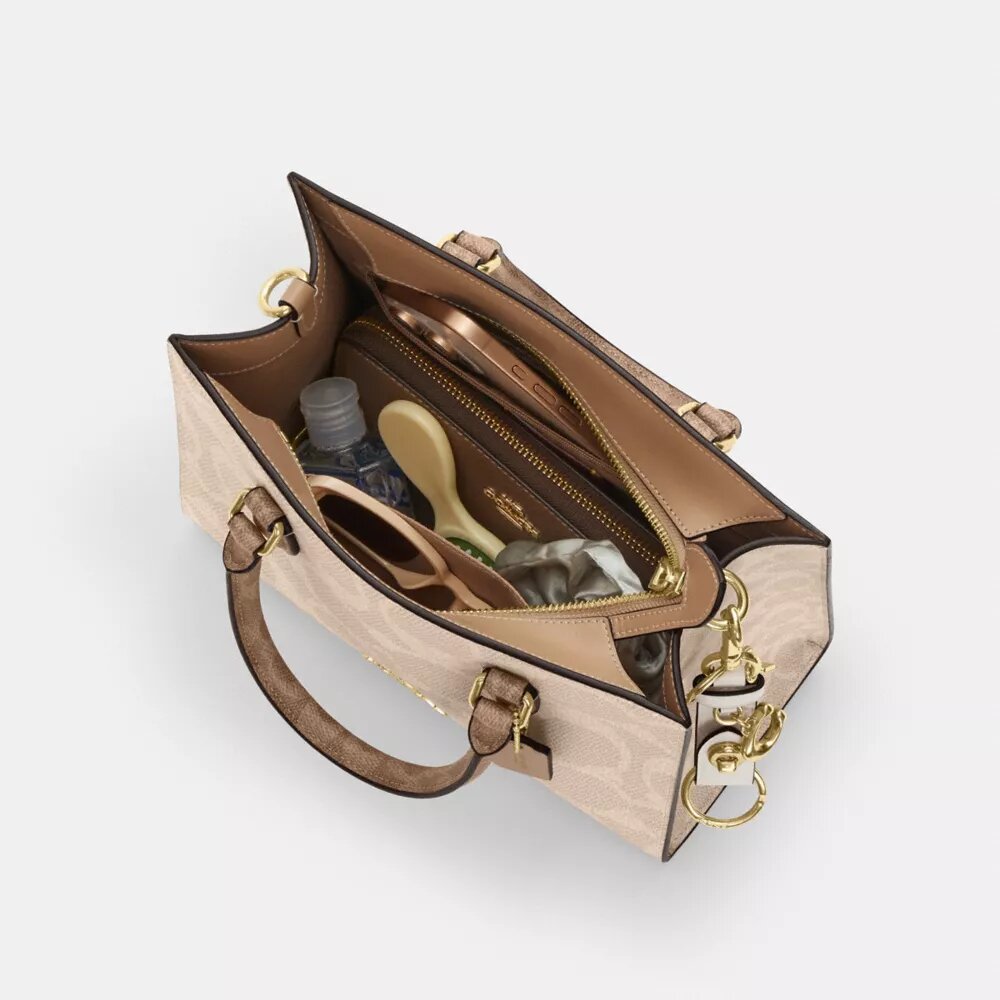 Blok Desenli Signature Canvas Maggie Küçük Tote Çantası
