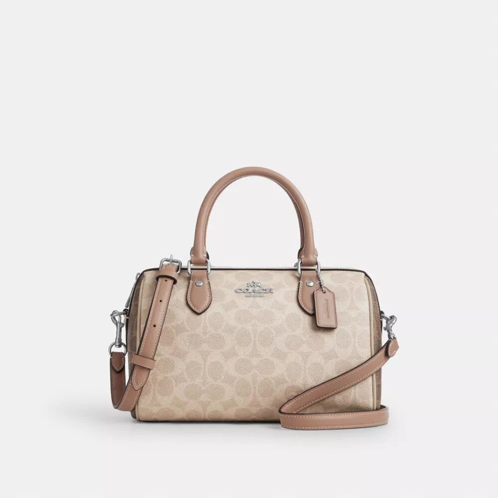 Blok Desenli Signature Canvas Rowan Satchel Çanta