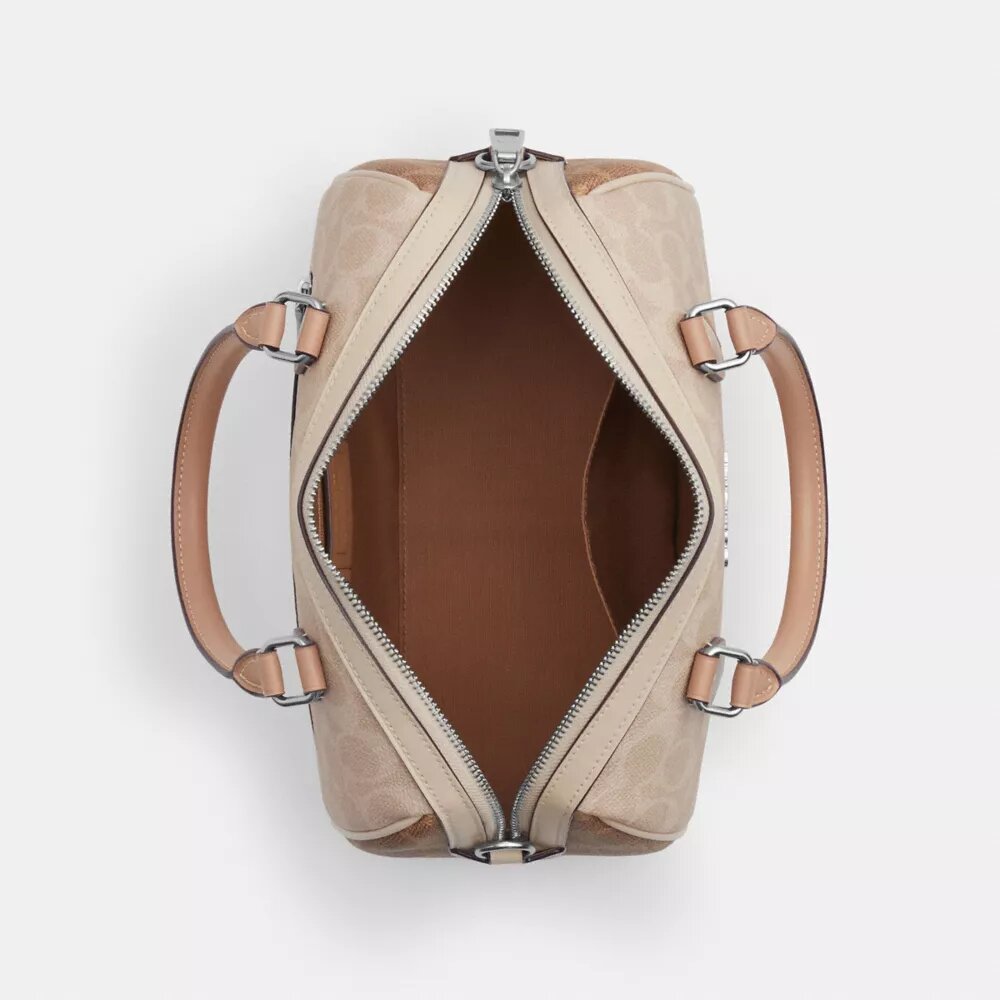 Blok Desenli Signature Canvas Rowan Satchel Çanta