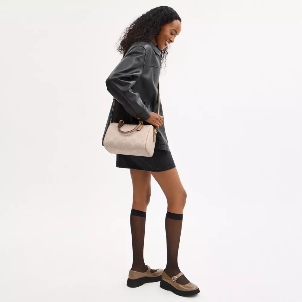 Blok Desenli Signature Canvas Rowan Satchel Çanta