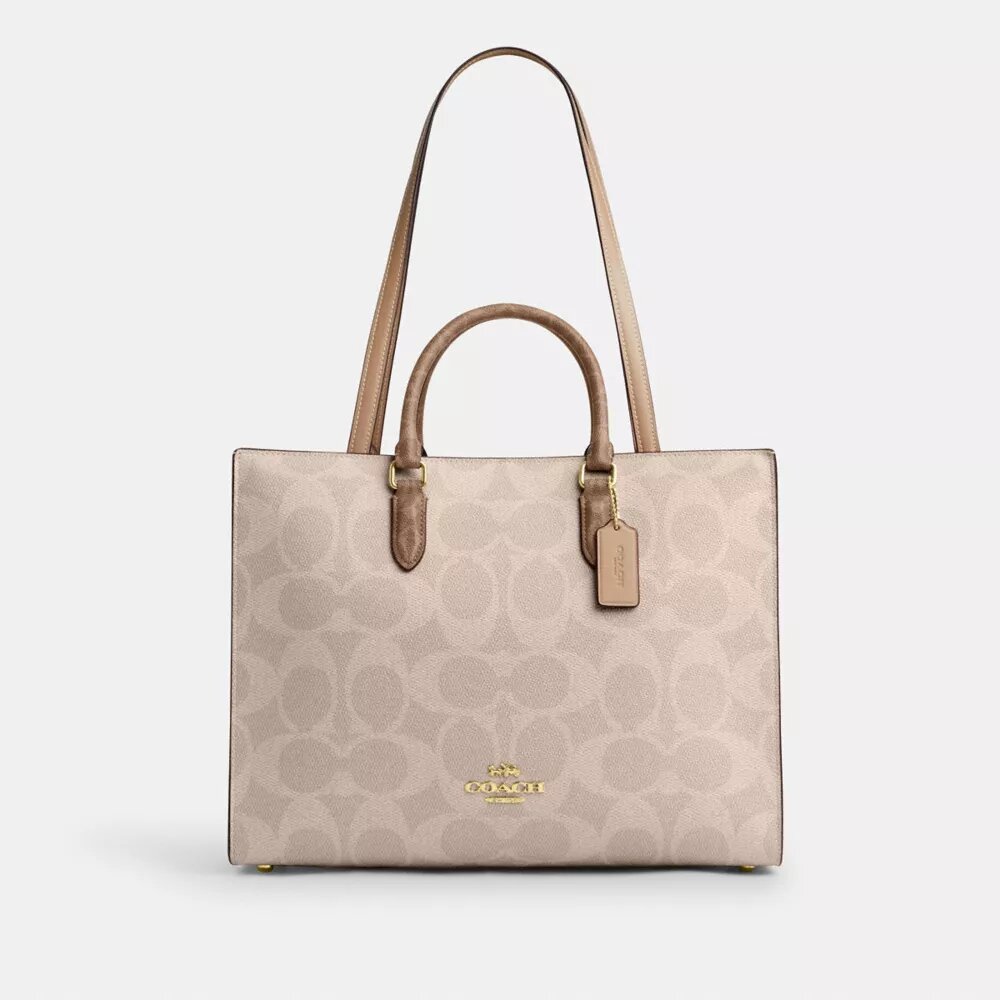 Bloklu Signature Canvas Maggie Tote Çantası