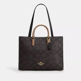 Bloklu Signature Canvas Maggie Tote Çantası