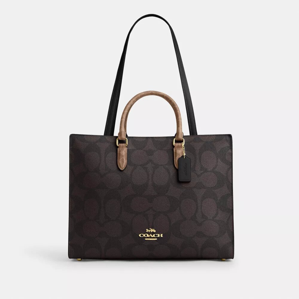 Bloklu Signature Canvas Maggie Tote Çantası