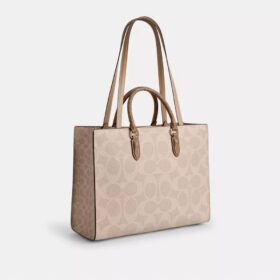 Bloklu Signature Canvas Maggie Tote Çantası