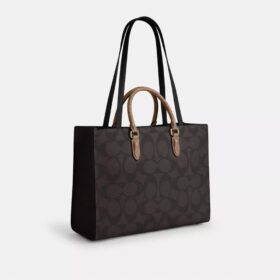 Bloklu Signature Canvas Maggie Tote Çantası