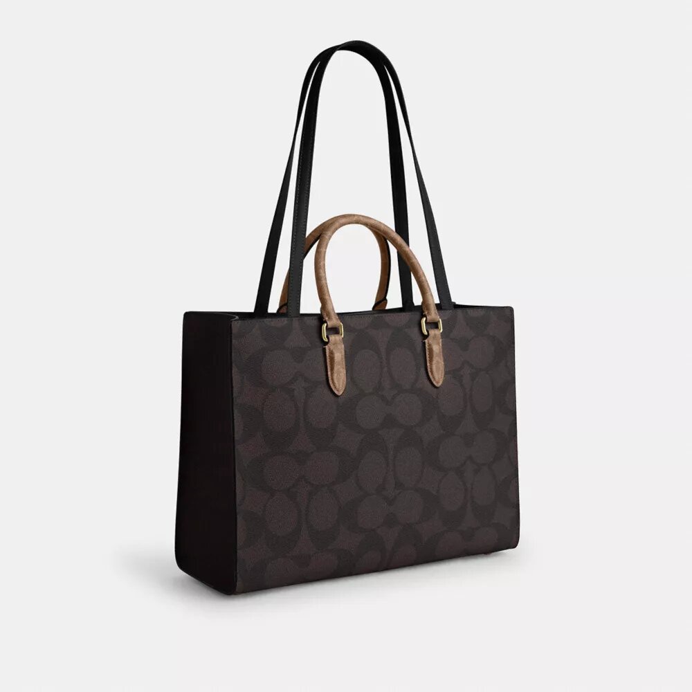 Bloklu Signature Canvas Maggie Tote Çantası