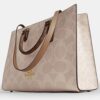 Bloklu Signature Canvas Maggie Tote Çantası