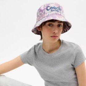 Coach Script Çiçek Desenli Kova Şapka