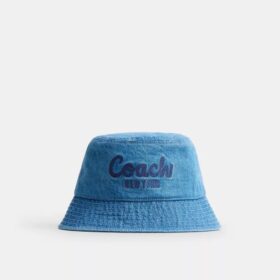 Coach Script İşlemeli Denim Kova Şapka