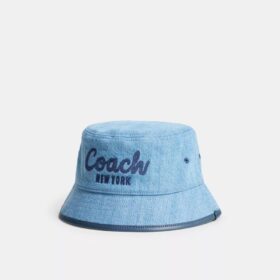 Coach Script İşlemeli Denim Kova Şapka