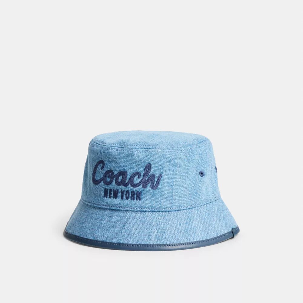 Coach Script İşlemeli Denim Kova Şapka