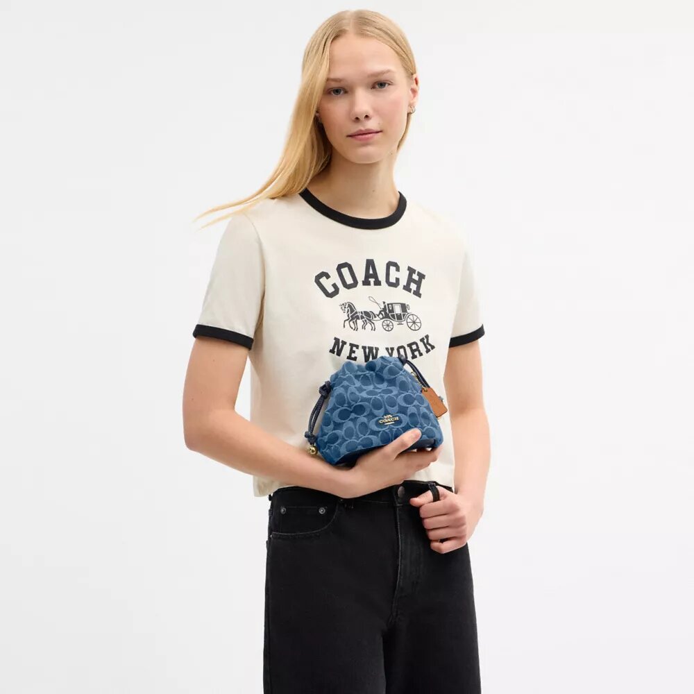 Faye Mini İpli Çanta, İmza Denim