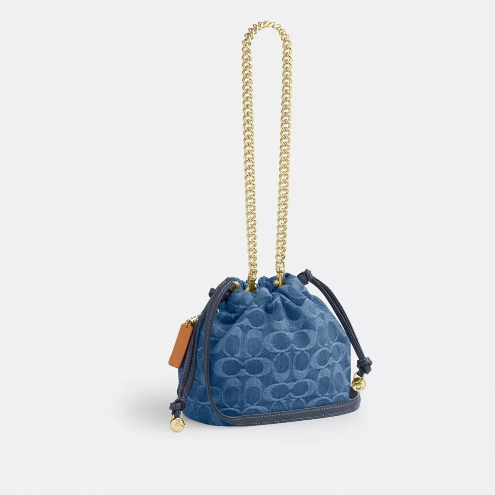 Faye Mini İpli Çanta, İmza Denim