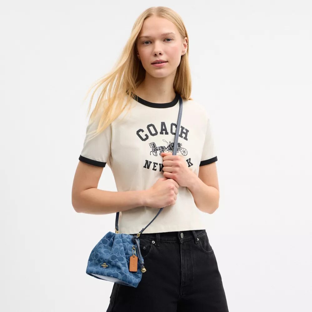 Faye Mini İpli Çanta, İmza Denim