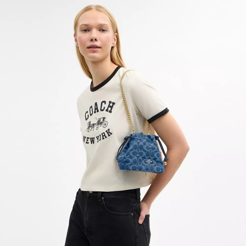 Faye Mini İpli Çanta, İmza Denim