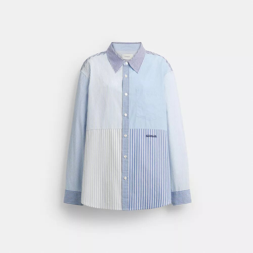 Geri Dönüştürülmüş Pamuklu Patchwork Oxford Gömlek