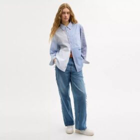 Geri Dönüştürülmüş Pamuklu Patchwork Oxford Gömlek