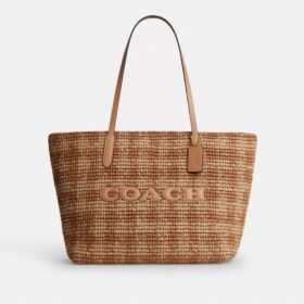 Gingham Desenli Şehir Tote Çantası