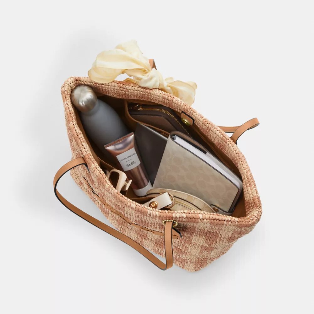 Gingham Desenli Şehir Tote Çantası