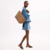 Gingham Desenli Şehir Tote Çantası