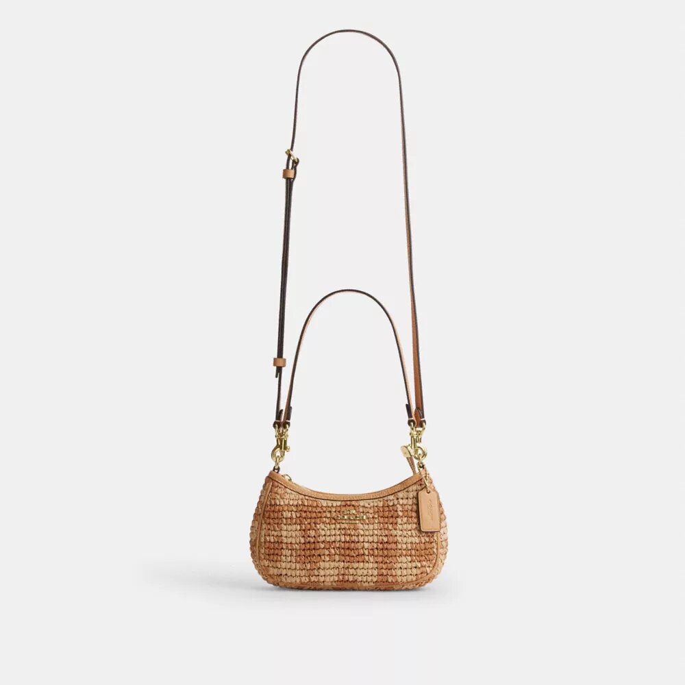 Gingham Desenli Teri Mini Çapraz Askılı Çanta
