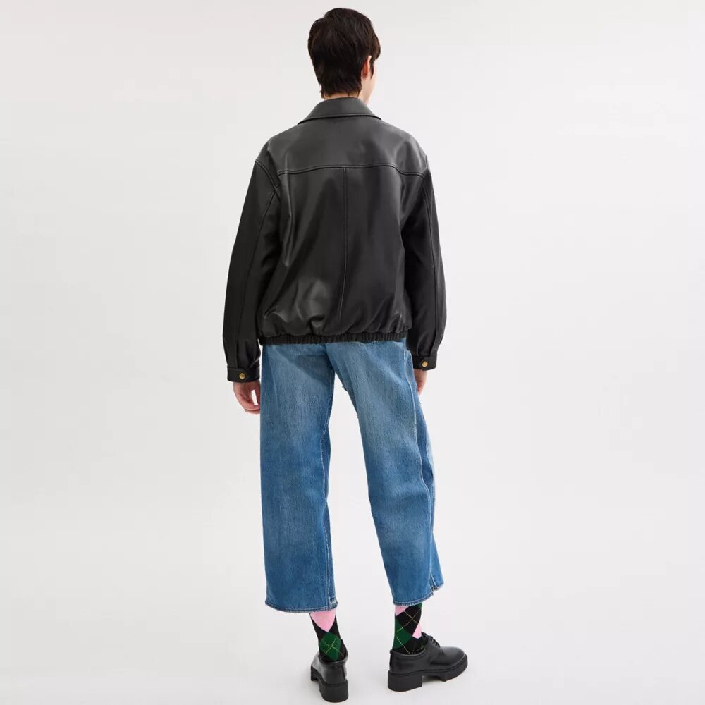 Heritage C Plakalı Oversized Deri Ceket
