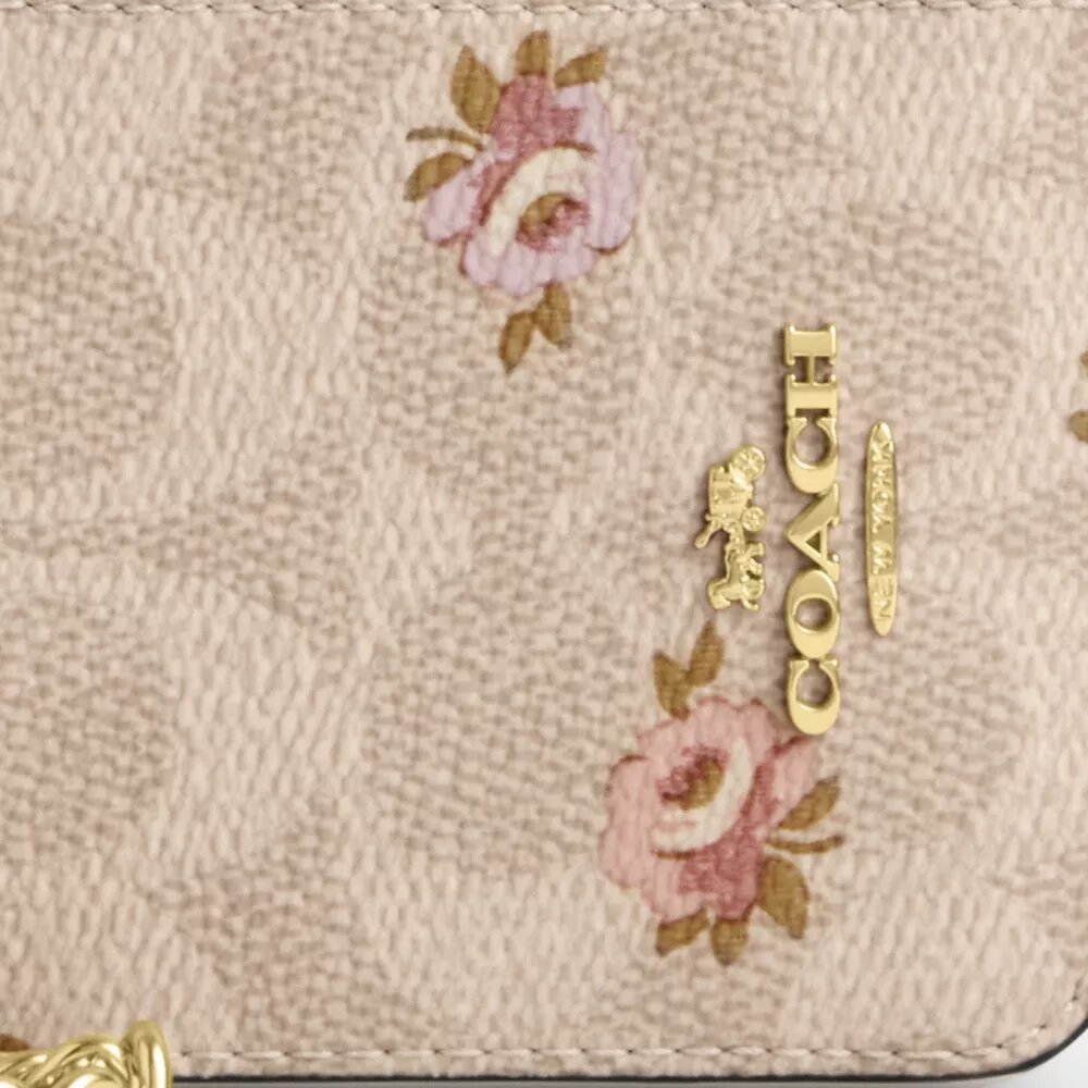 Çiçek Desenli Signature Canvas Malzemeden Üretilmiş Fermuarlı Kartlık