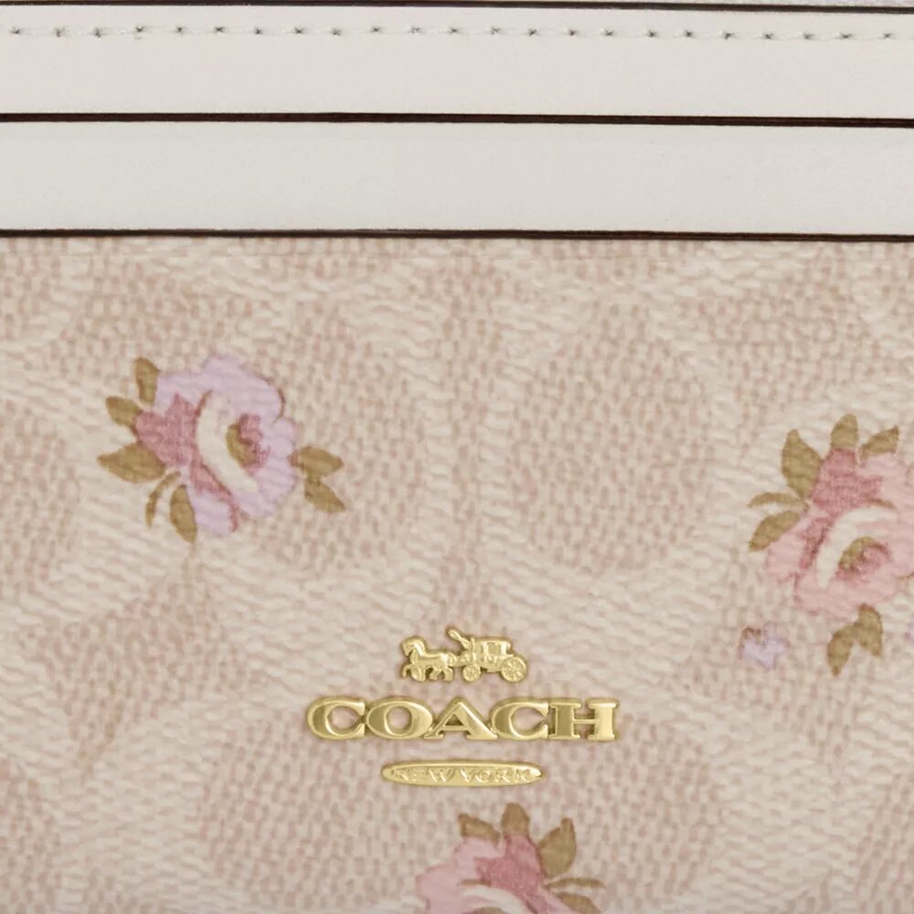 Çiçek Desenli Signature Canvas Mini Skinny Kimlik Kılıfı