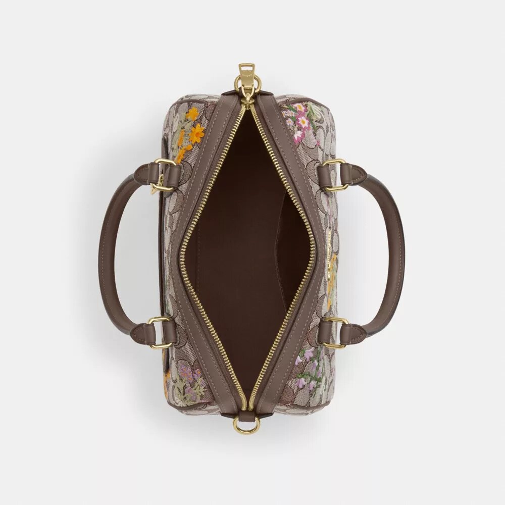 Çiçek Nakışlı İmza Jakarlı Rowan Satchel Çanta
