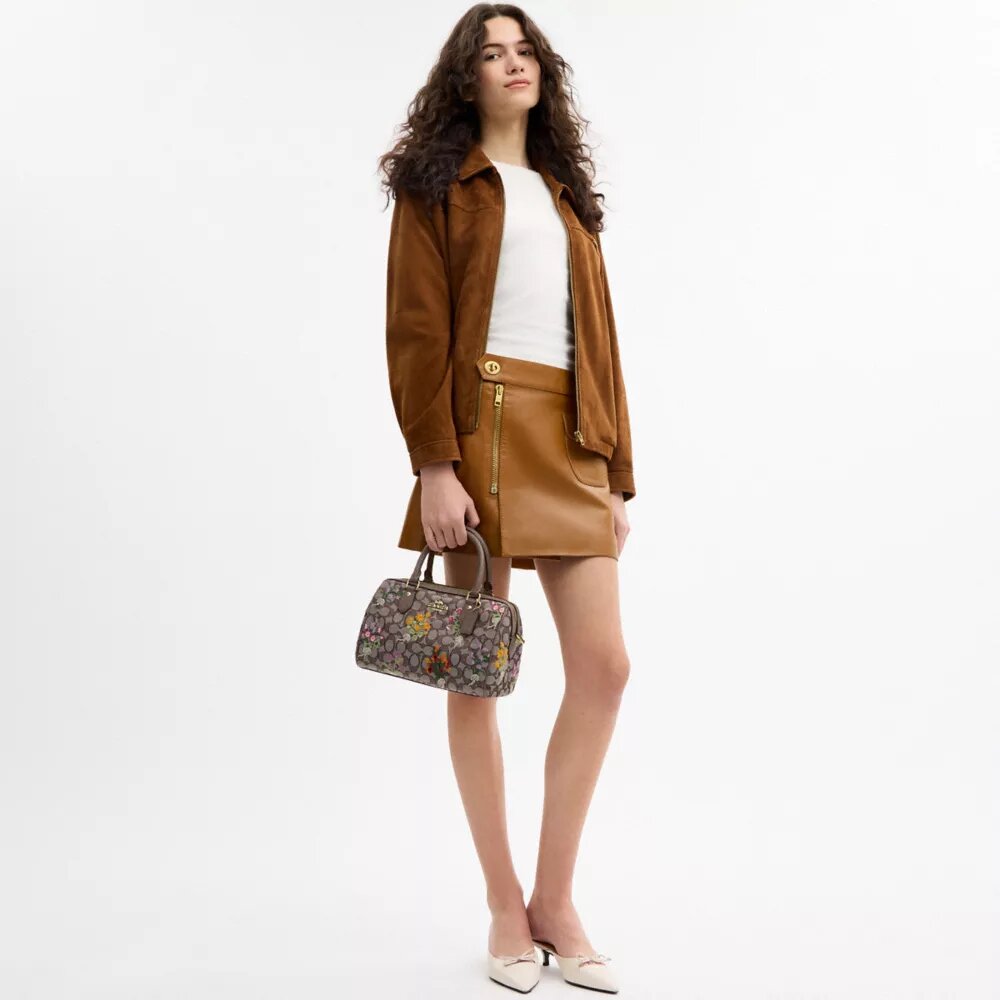 Çiçek Nakışlı İmza Jakarlı Rowan Satchel Çanta