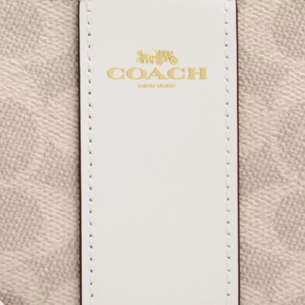Çizgili Signature Canvas Köşe Fermuarlı Bileklik Çantası