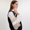 Çizgili Signature Canvas Köşe Fermuarlı Bileklik Çantası