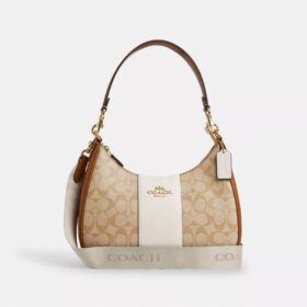 Çizgili Signature Canvas Teri Hobo Çanta