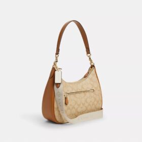 Çizgili Signature Canvas Teri Hobo Çanta