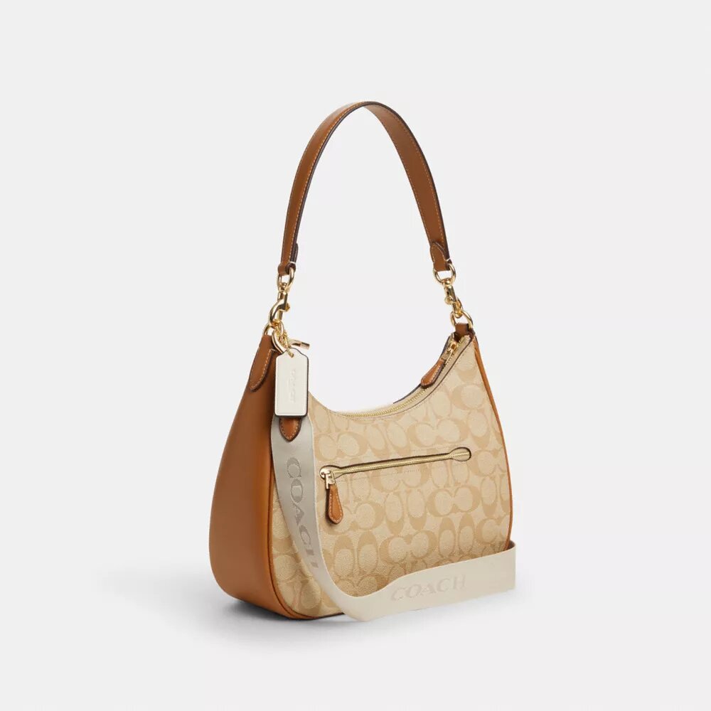 Çizgili Signature Canvas Teri Hobo Çanta