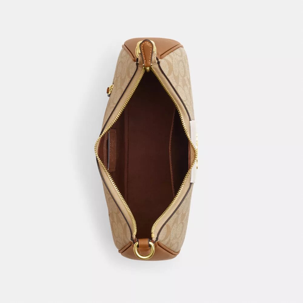 Çizgili Signature Canvas Teri Hobo Çanta