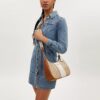 Çizgili Signature Canvas Teri Hobo Çanta