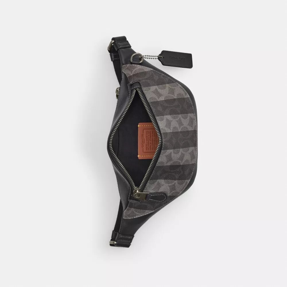 Çizgili Signature Canvas Warren Mini Kemer Çantası