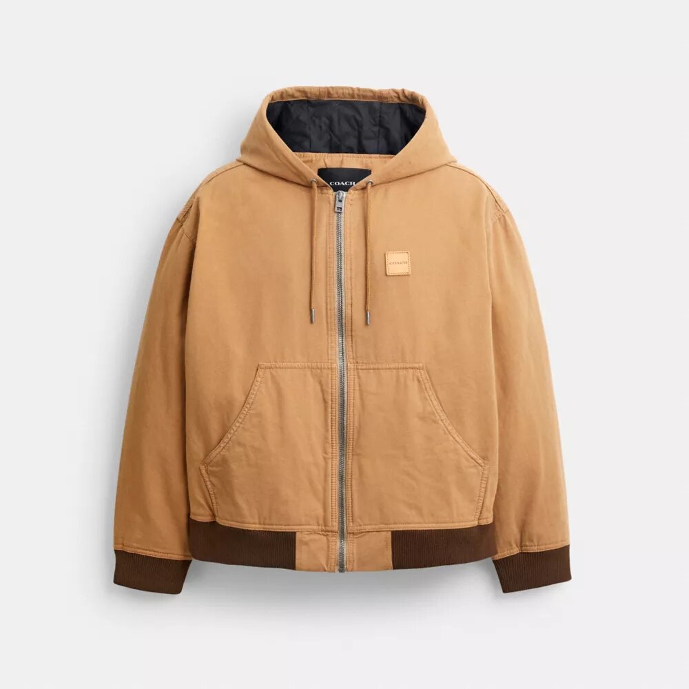 Kanvas Fermuarlı Kapüşonlu Sweatshirt
