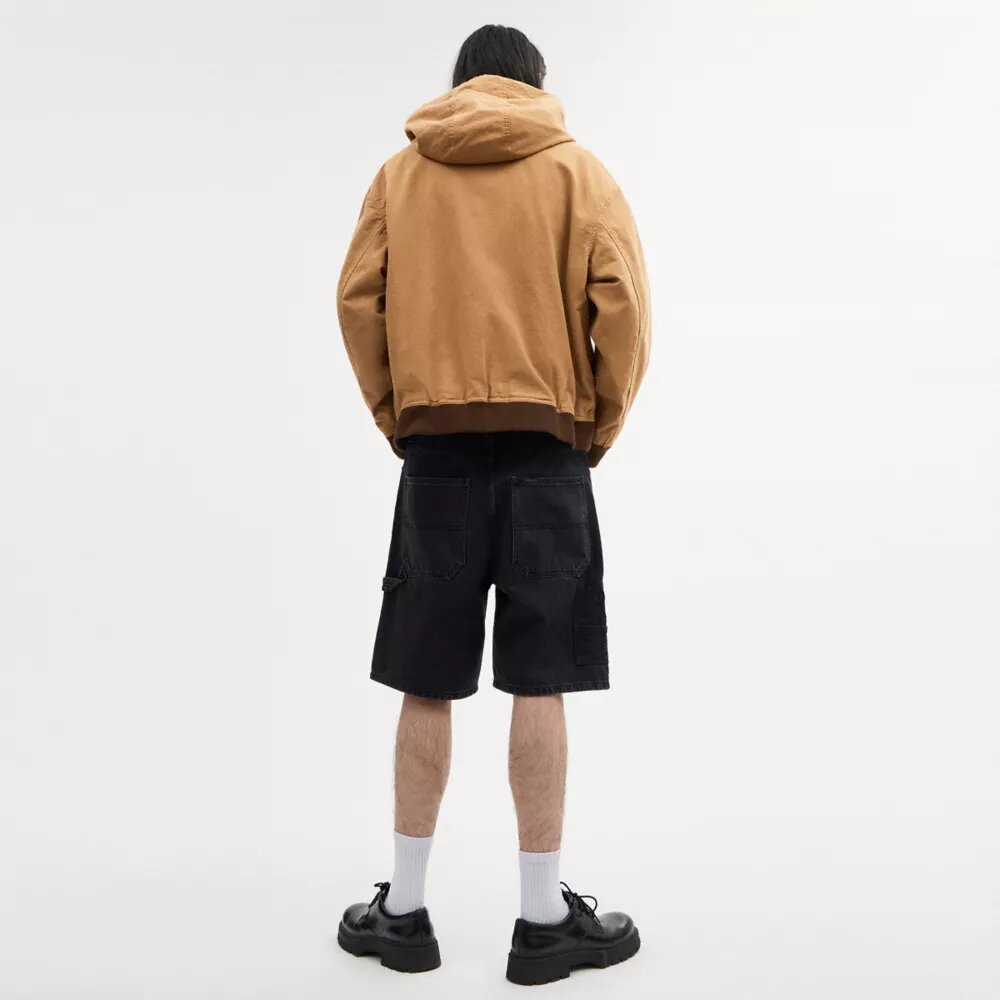 Kanvas Fermuarlı Kapüşonlu Sweatshirt