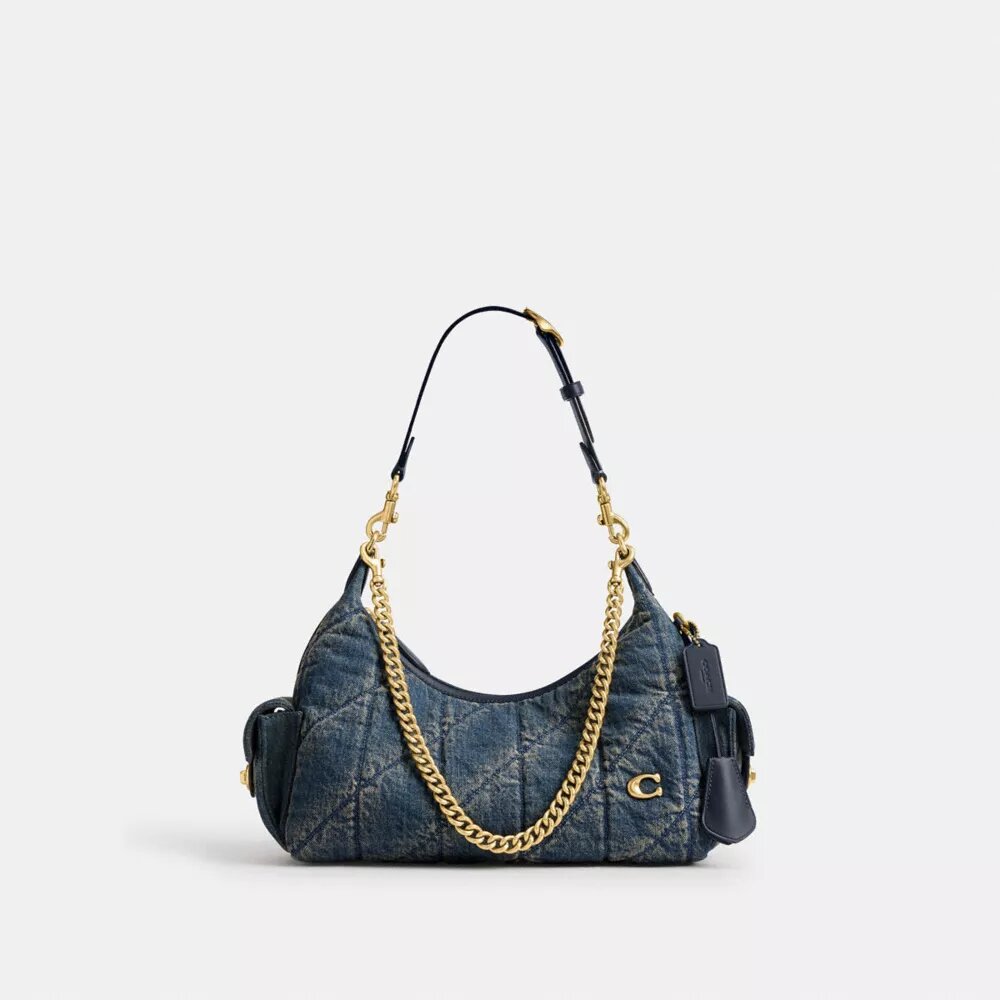 Kapitone Desenli Yenilenebilir Pamuklu Denimden Üretilmiş Pocket Juliet Çanta 30