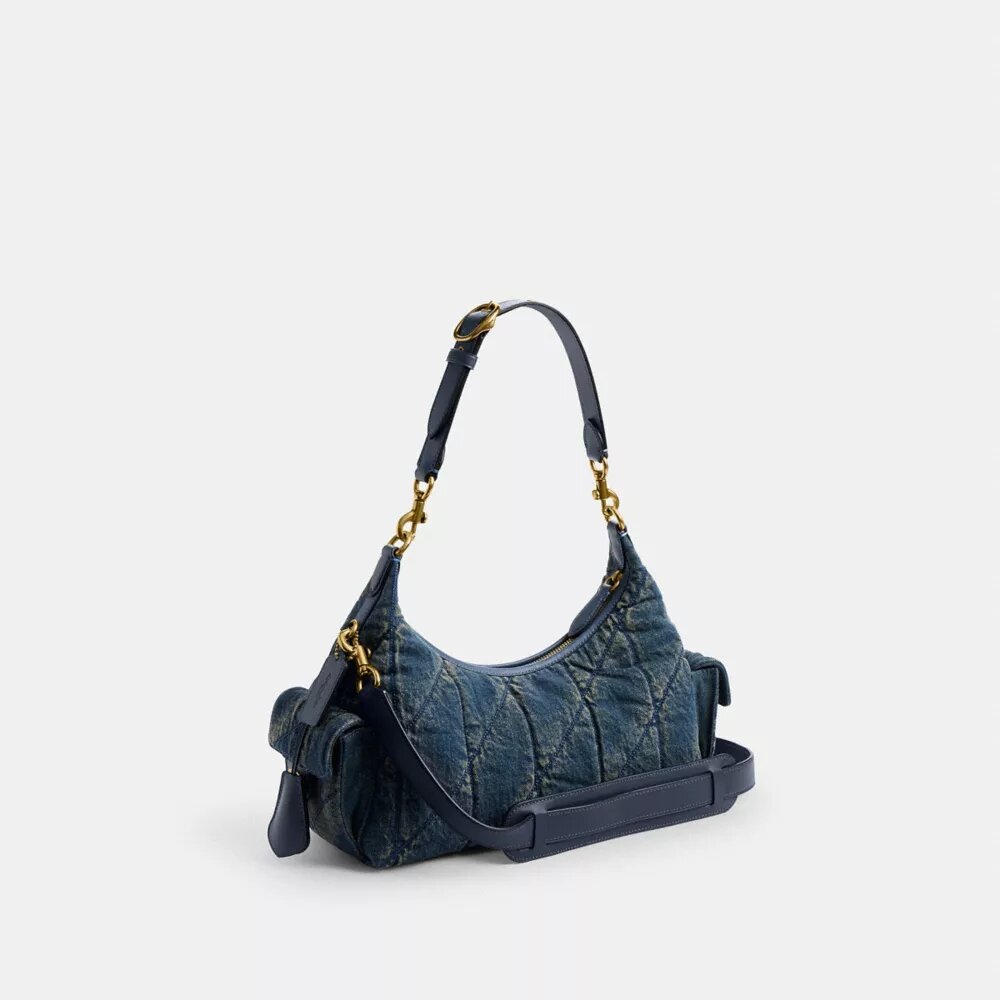Kapitone Desenli Yenilenebilir Pamuklu Denimden Üretilmiş Pocket Juliet Çanta 30