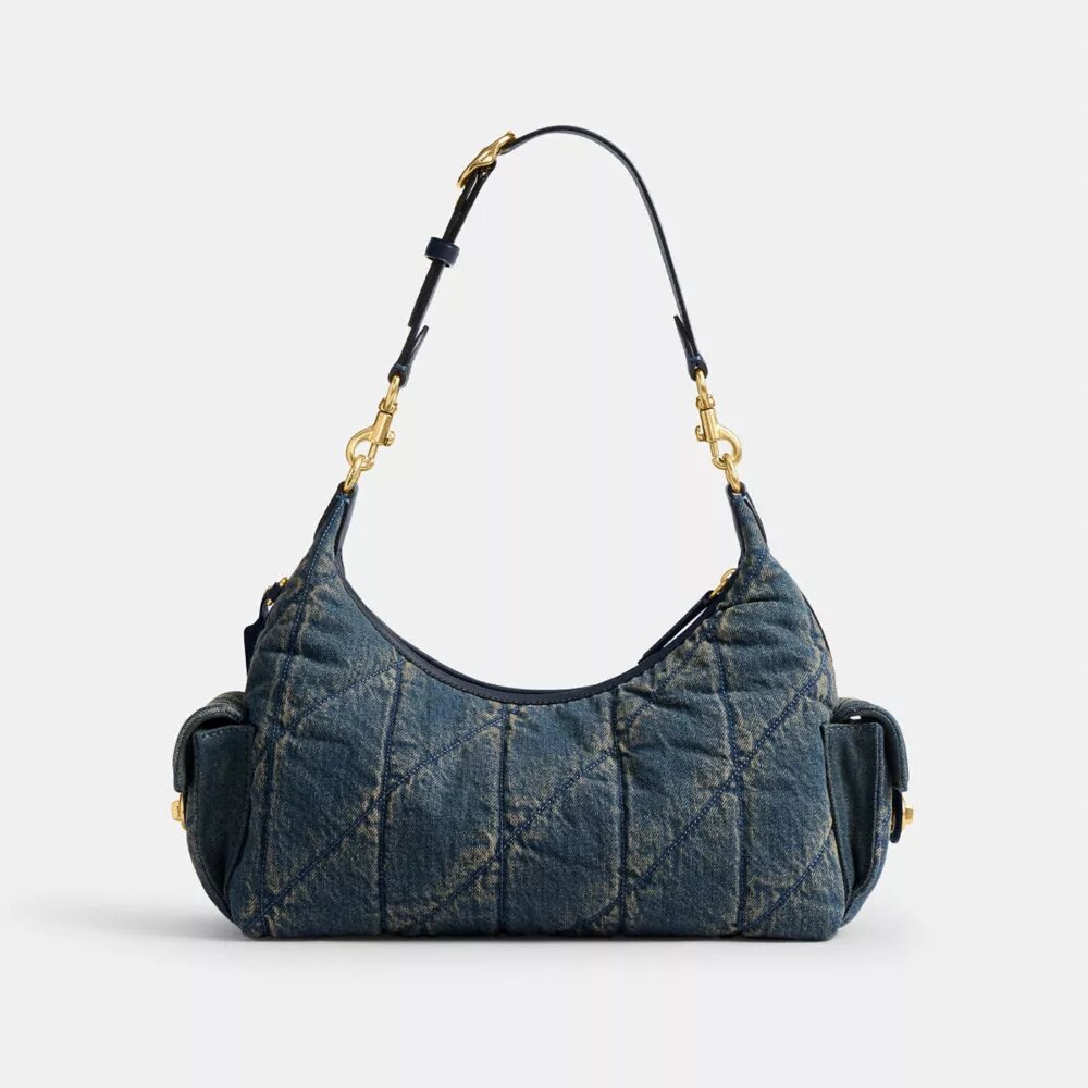 Kapitone Desenli Yenilenebilir Pamuklu Denimden Üretilmiş Pocket Juliet Çanta 30