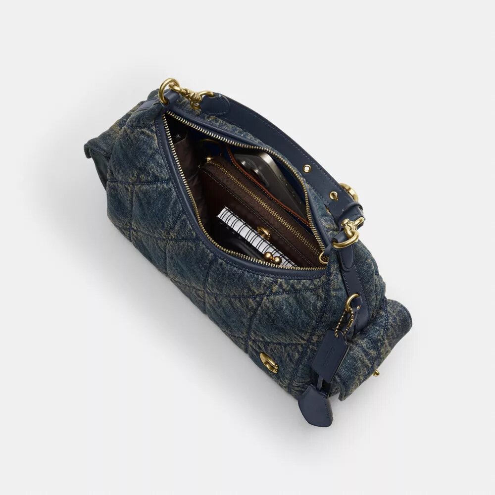 Kapitone Desenli Yenilenebilir Pamuklu Denimden Üretilmiş Pocket Juliet Çanta 30
