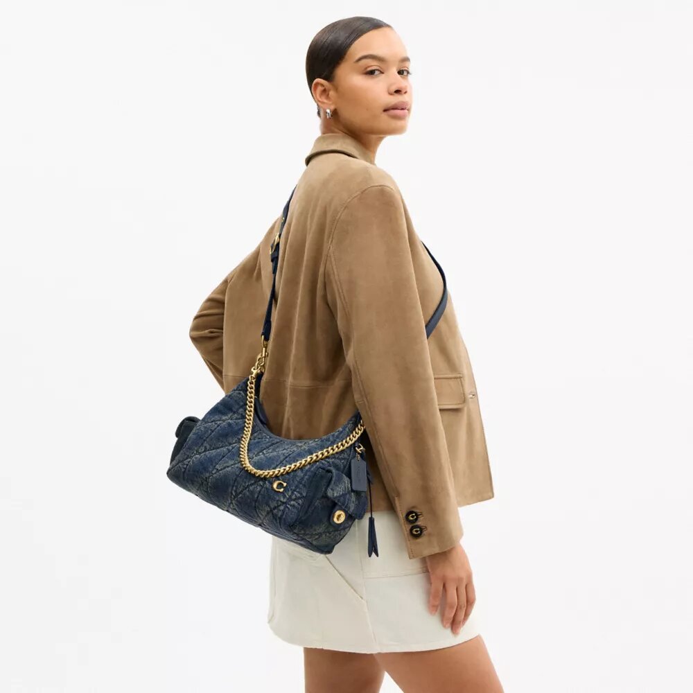 Kapitone Desenli Yenilenebilir Pamuklu Denimden Üretilmiş Pocket Juliet Çanta 30