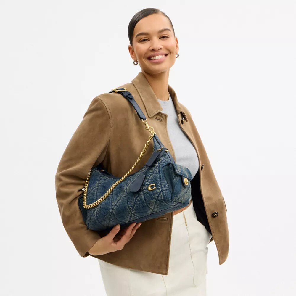 Kapitone Desenli Yenilenebilir Pamuklu Denimden Üretilmiş Pocket Juliet Çanta 30