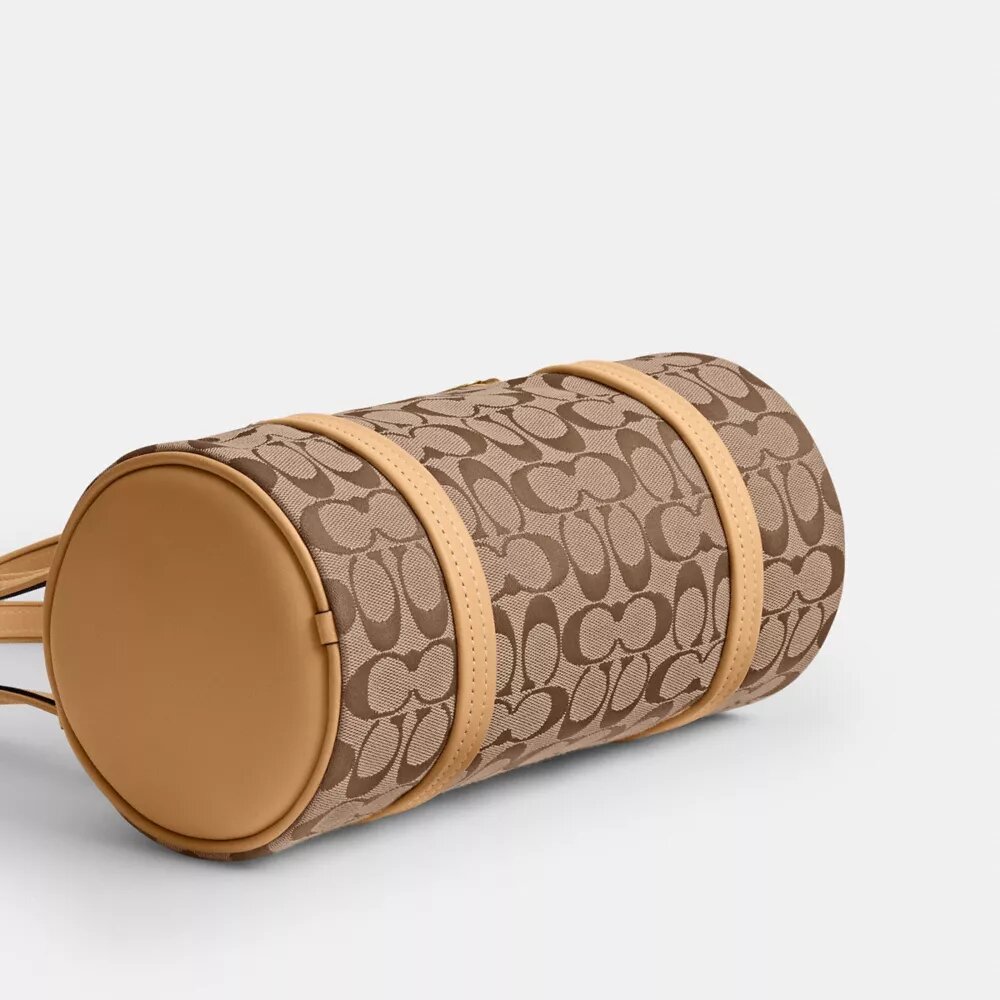 Kisslock Barrel Çanta 28, Signature Jakarlı