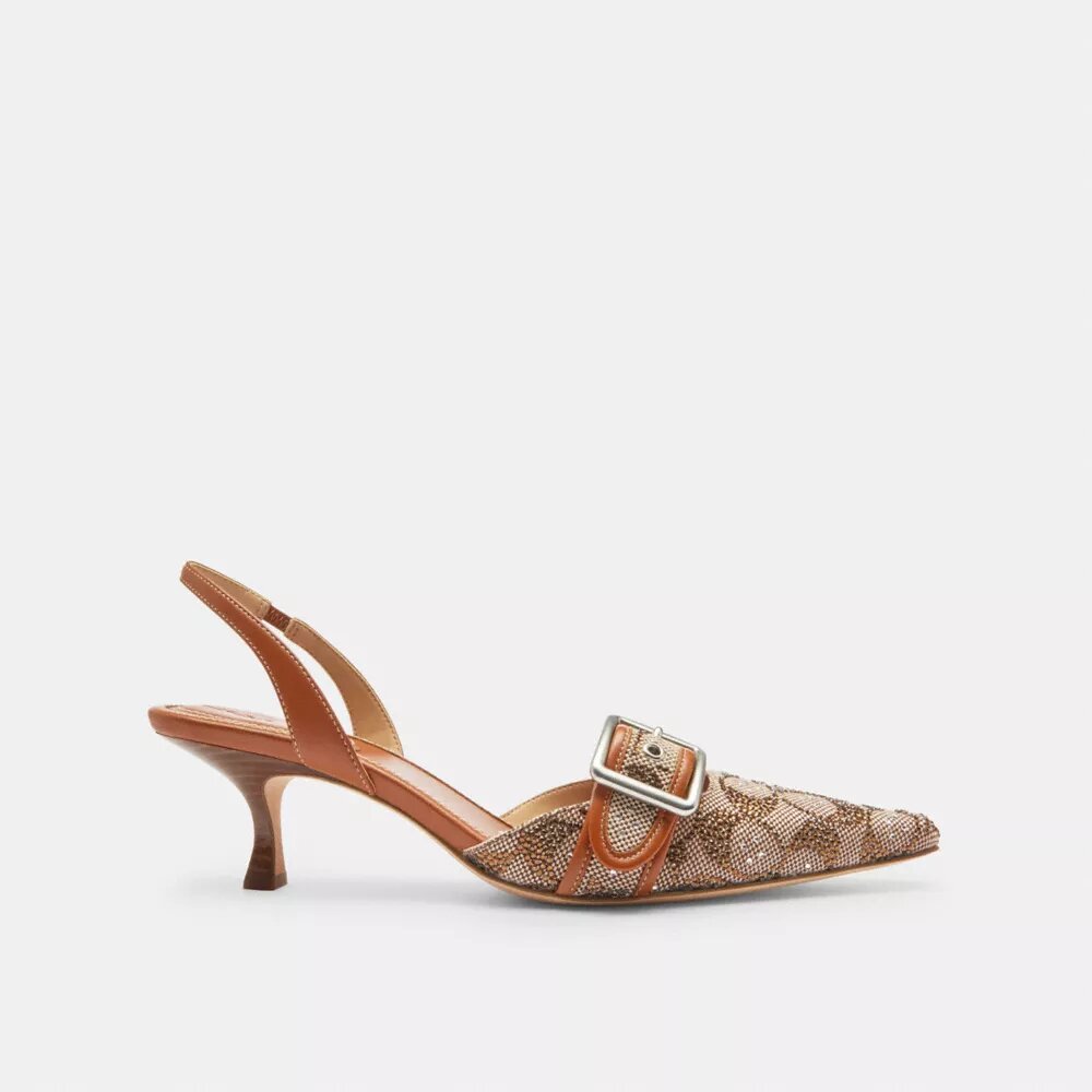 Kristal Desenli Margot Slingback Ayakkabılar