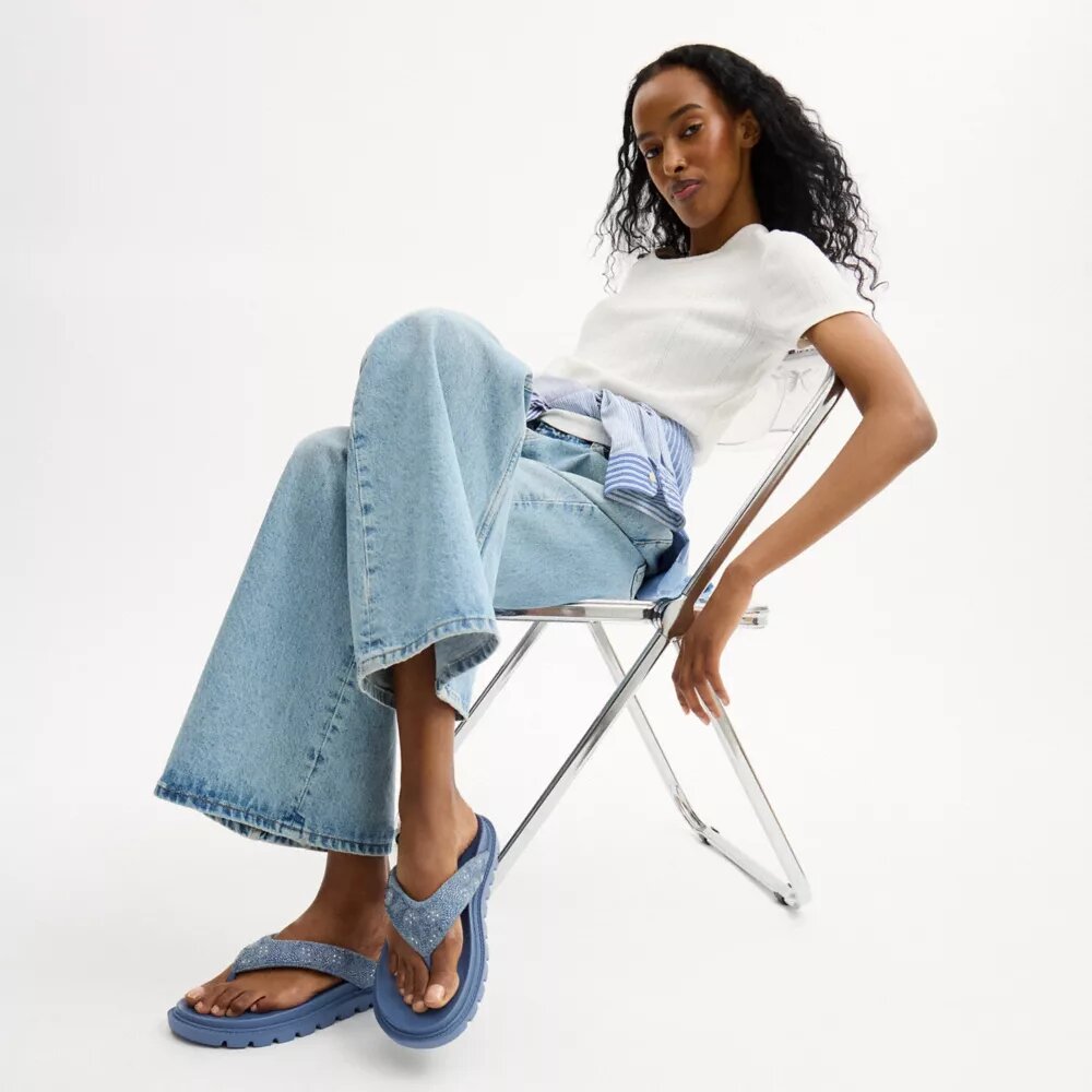 Kristal İmza Denim Brynn Parmak Arası Sandalet
